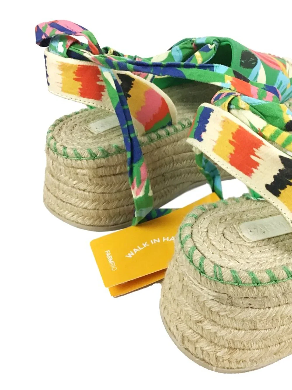 FARM RIO Green Forest Birds Espadrille Platform Sandals